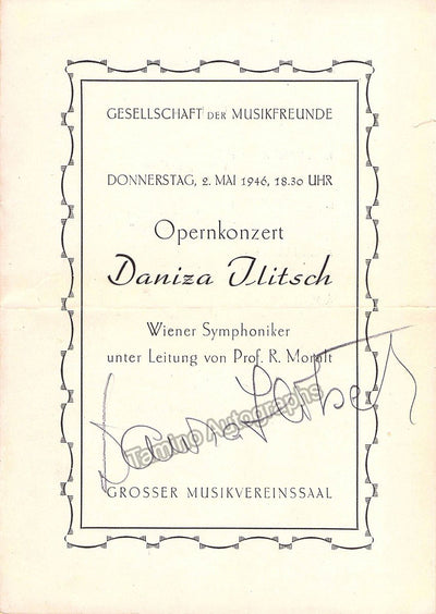 Ilitsch, Daniza - Signed Program 1946