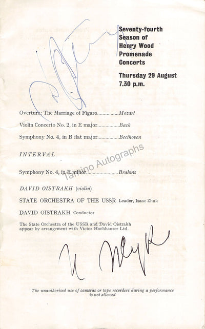 Oistrakh, David - Zhuk, Isaac - Double Signed Program London 1968