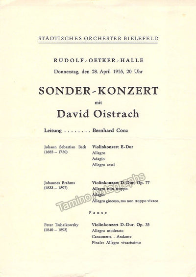 Oistrakh, David - Concert Program 1955