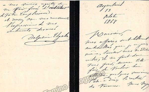 Ugalde, Delphine - Pair of Autograph Letters Signed - Tamino