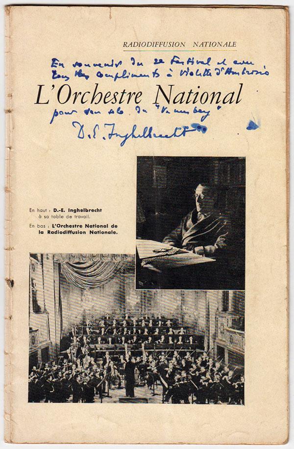 Desire-Emile Inghelbrecht Autograph Program Paris 1943 – Tamino