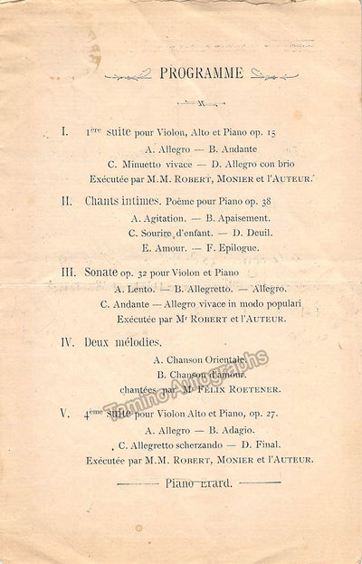 Paque, Desire - Concert Program Paris 1898
