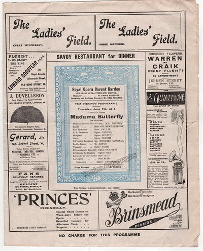 Caruso, Enrico - Madama Butterfly Program Covent Garden 1906