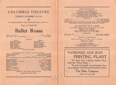 Diaghilev Ballet Russe Program 1916