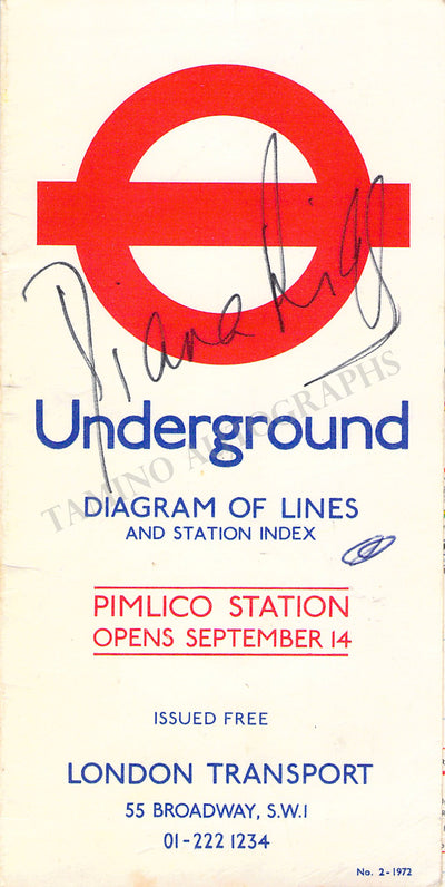 Rigg, Diana - Signed Underground Map