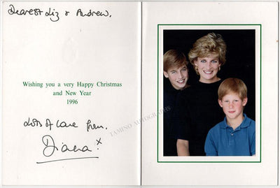 Spencer, Diana - Signed Christmas Card 1996 with Photo