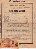 Korngold, Erich Wolfgang - "Die Tote Stadt" Playbill of performance conducted by him + additional photographs of Karl Aagaard Østvig and Marie Guntheil-Schoder