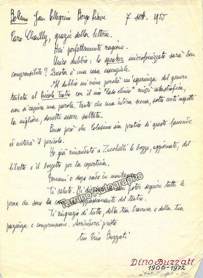 Buzzati, Dino - Autograph Letter Signed 1955