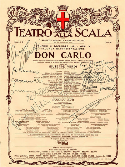 Pavarotti, Luciano - Muti, Riccardo and Others - Signed Don Carlo Playbill La Scala 1992