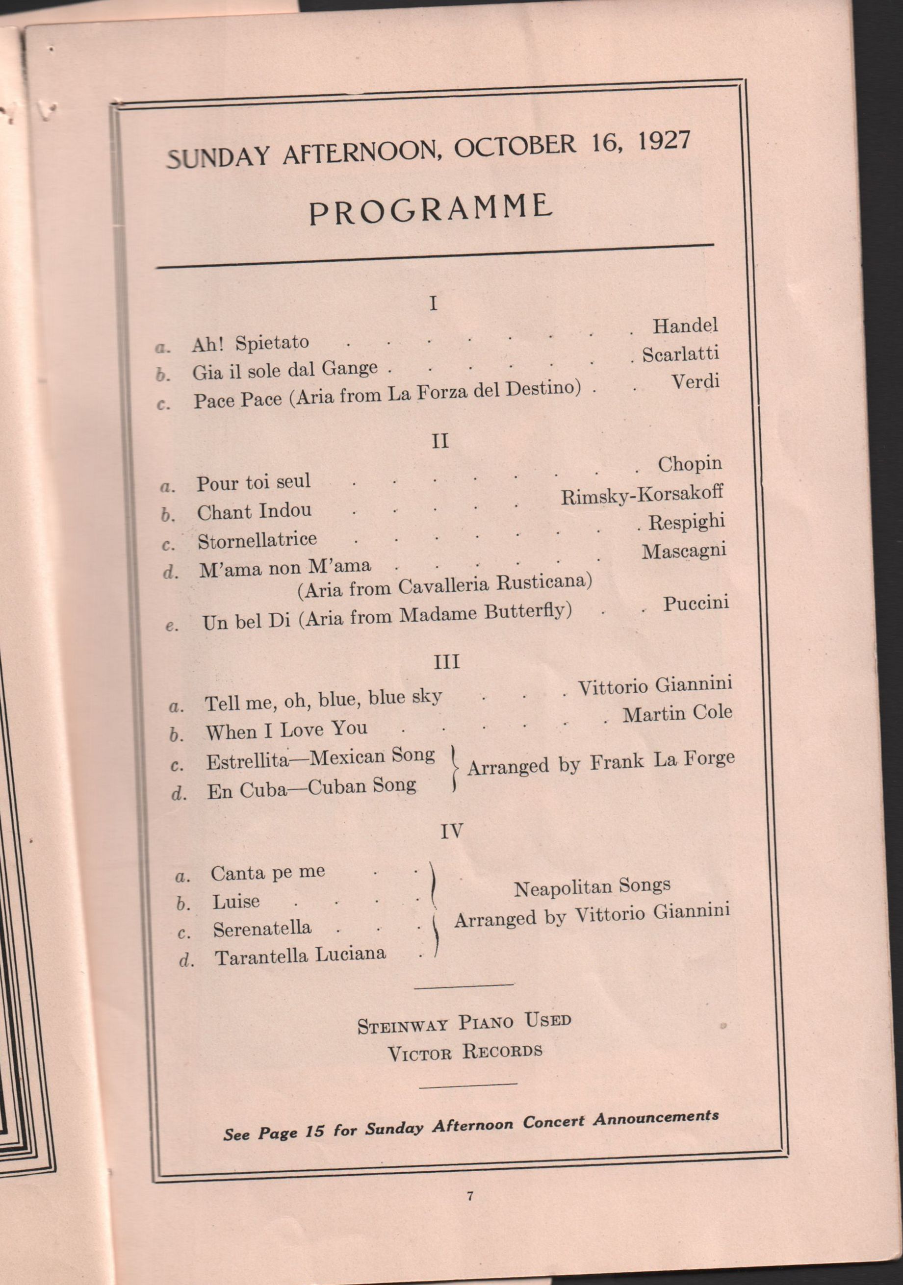 Giannini, Dusolina - Signed Program Boston 1927 - Tamino