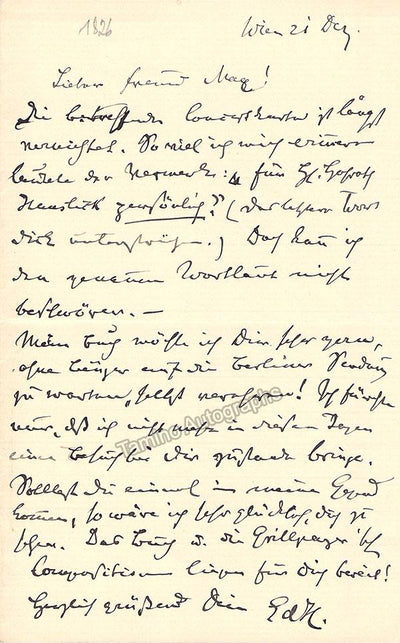 Hanslick, Ed - Autograph Letter Signed