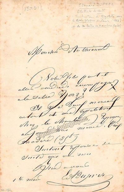 Duprez, Edouard - Autograph Note Signed