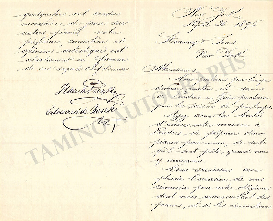 Opera Singers Autograph Letters to Steinway & Sons Pianos – Tamino