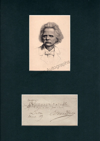 Grieg, Eduard - Autograph Music Quote Signed 1889 & Print