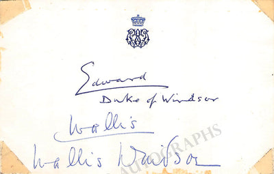 Edward (Duke of Windsor) - Windsor, Wallis - Signed Card