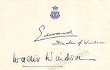 Edward (Duke of Windsor) - Windsor, Wallis - Signed Card and Photo