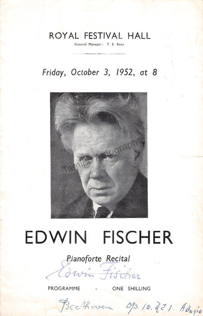 Fischer, Edwin - Signed Program London 1952