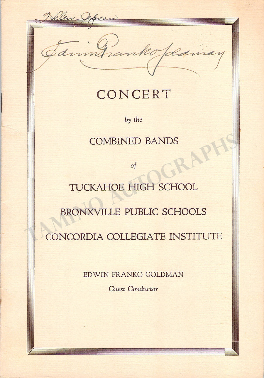 Goldman, Edwin Franko - Signed Program New York 1933