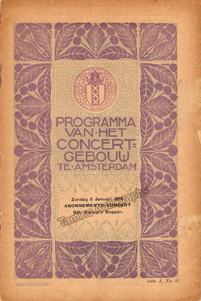 Fischer, Edwin - Concert Program Amsterdam 1918