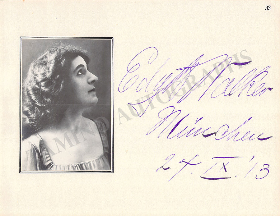 Edyth Walker Walker, Edyth - Signed Album Page + Photograph – Tamino