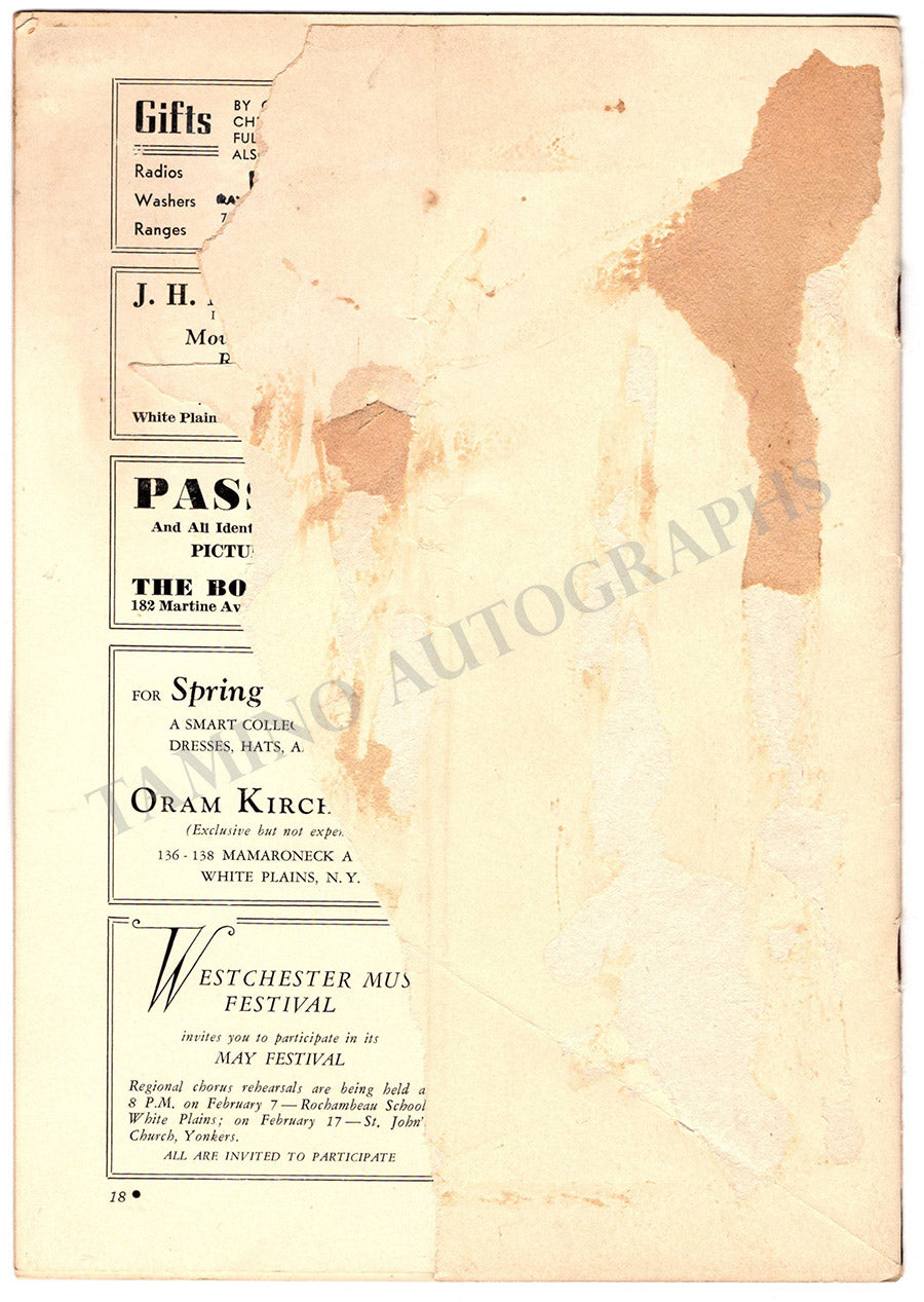 Zimbalist, Efrem - Garbousova, Raya - Signed Program New York 1938