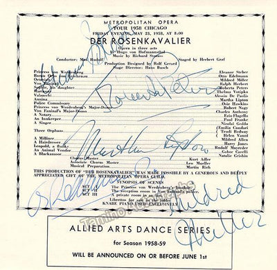 Steber, Eleanor - Peters, Roberta - Lipton, Martha - Edelmann, Otto - Miller, Mildred - Signed Program Clip in Der Rosenkavalier 1958