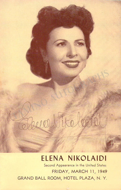 Nikolaidi, Elena - Signed Program New York 1949