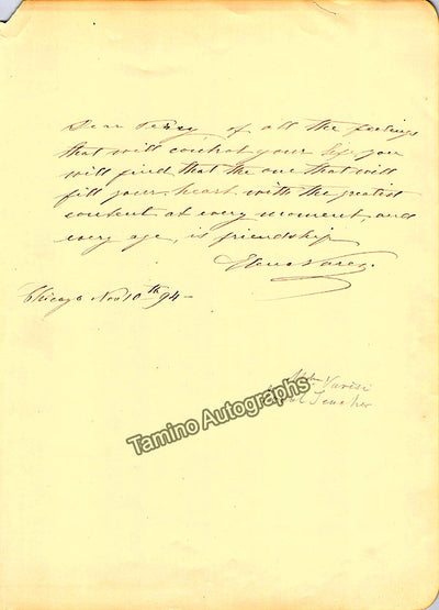 Boccabadati-Varesi, Elena - Autograph Note Signed 1894