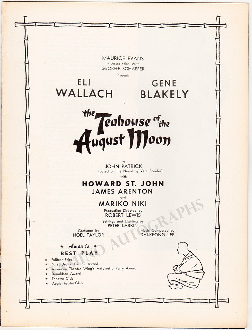 Wallach, Eli - Signed Photo & "The Teahouse of the August Moon" Program - Tamino
