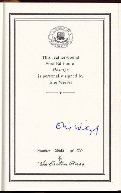 Wiesel, Eli - Signed Book "Hostage"