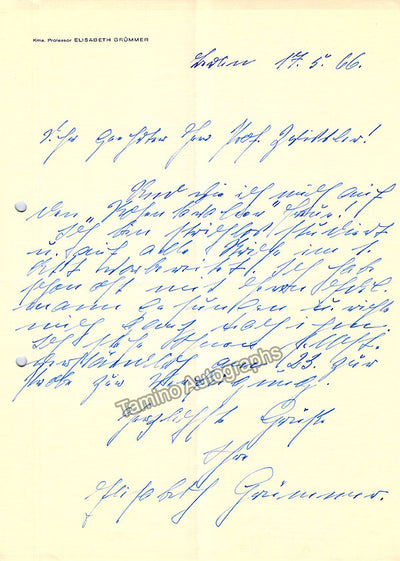 Grummer, Elisabeth - Autograph Letter Signed