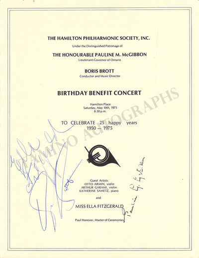 Fitzgerald, Ella - Signed Program 1975