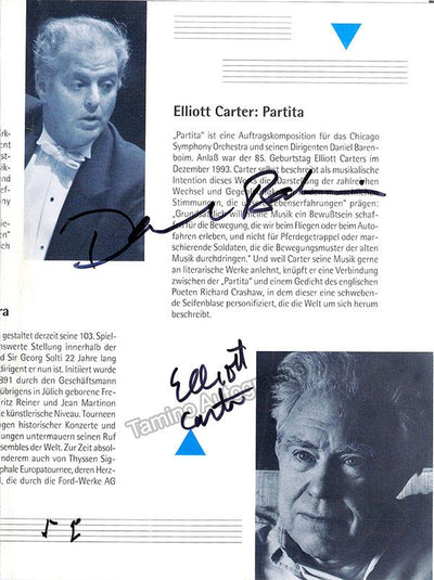 Carter, Elliot - Baremboim, Daniel - Signed Program 1994
