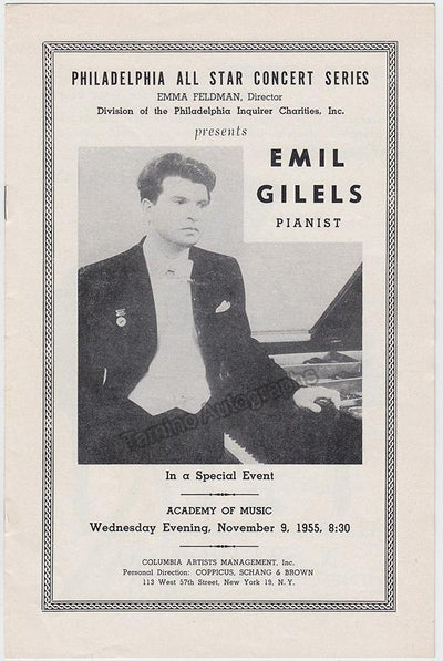Gilels, Emil - Program Philadelphia 1955