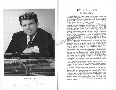 Gilels, Emil - Signed Program London 1957