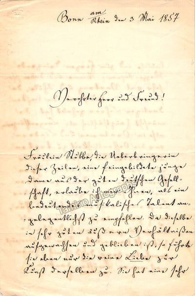 Naumann, Emil - Autograph Letter Signed 1857