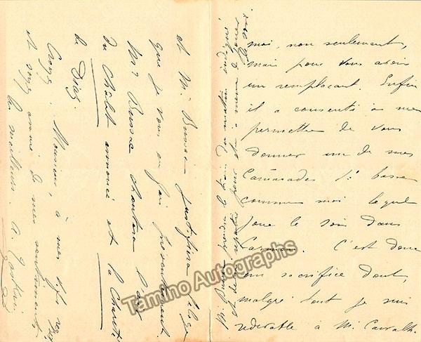 Taskin Letter Taskin, Emile-Alexandre - Autograph Letter Signed + Program – Tamino