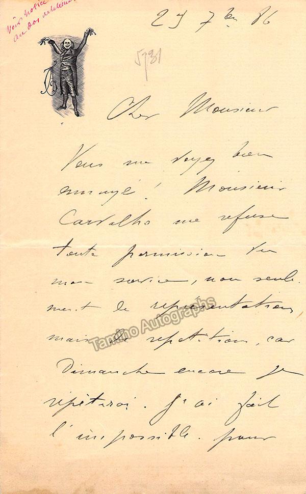 Taskin Letter Taskin, Emile-Alexandre - Autograph Letter Signed + Program – Tamino