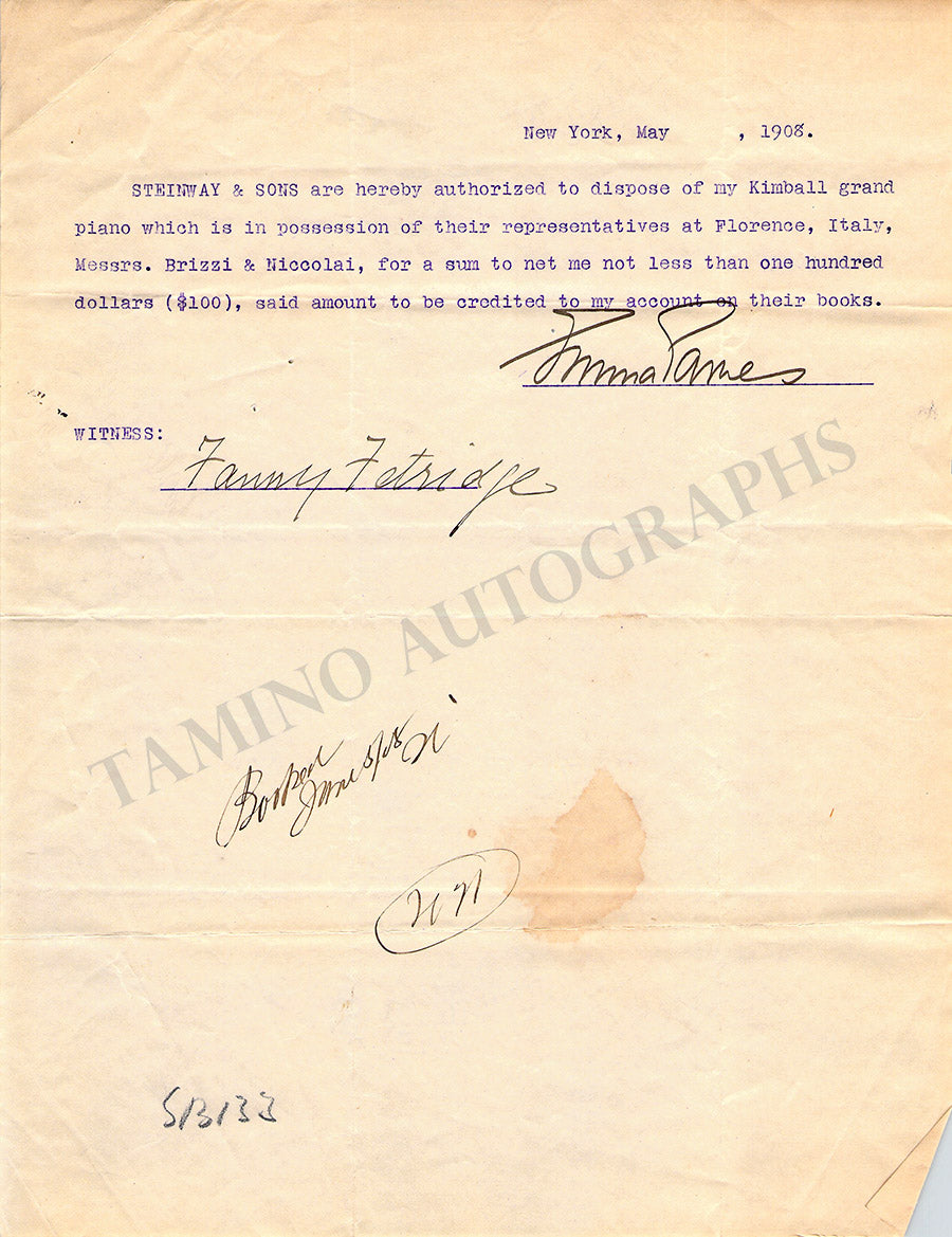 Opera Singers Autograph Letters to Steinway & Sons Pianos – Tamino