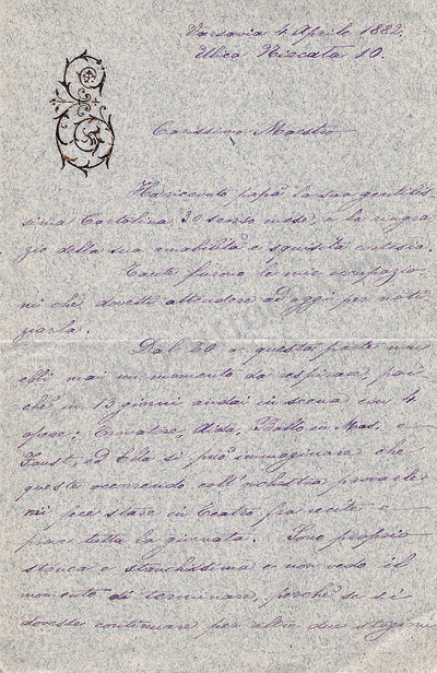 Turolla, Emma - Autograph Letter Signed 1882