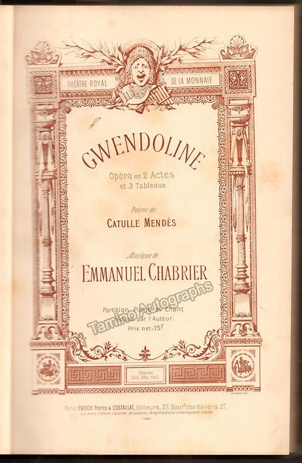 Chabrier, Emmanuel - Signed "Gwendoline" First Edition Score 1886 - Tamino