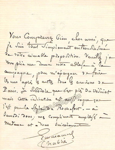 Chabrier, Emmanuel - Autograph Letter Signed