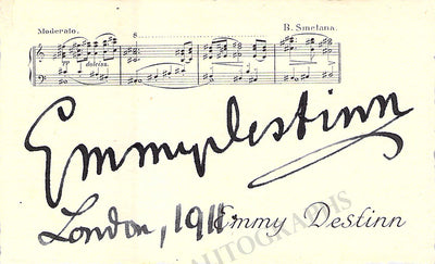 Destinn, Emmy - Signed Business Card 1911
