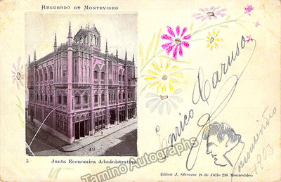 Caruso, Enrico - Signed Postcard with self-caricature 1903
