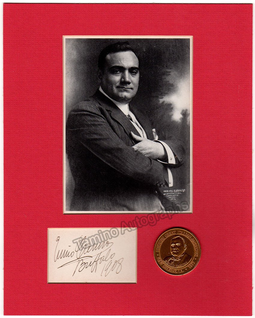 Caruso, Enrico - Signature Cut & Commemorative Medal - Tamino