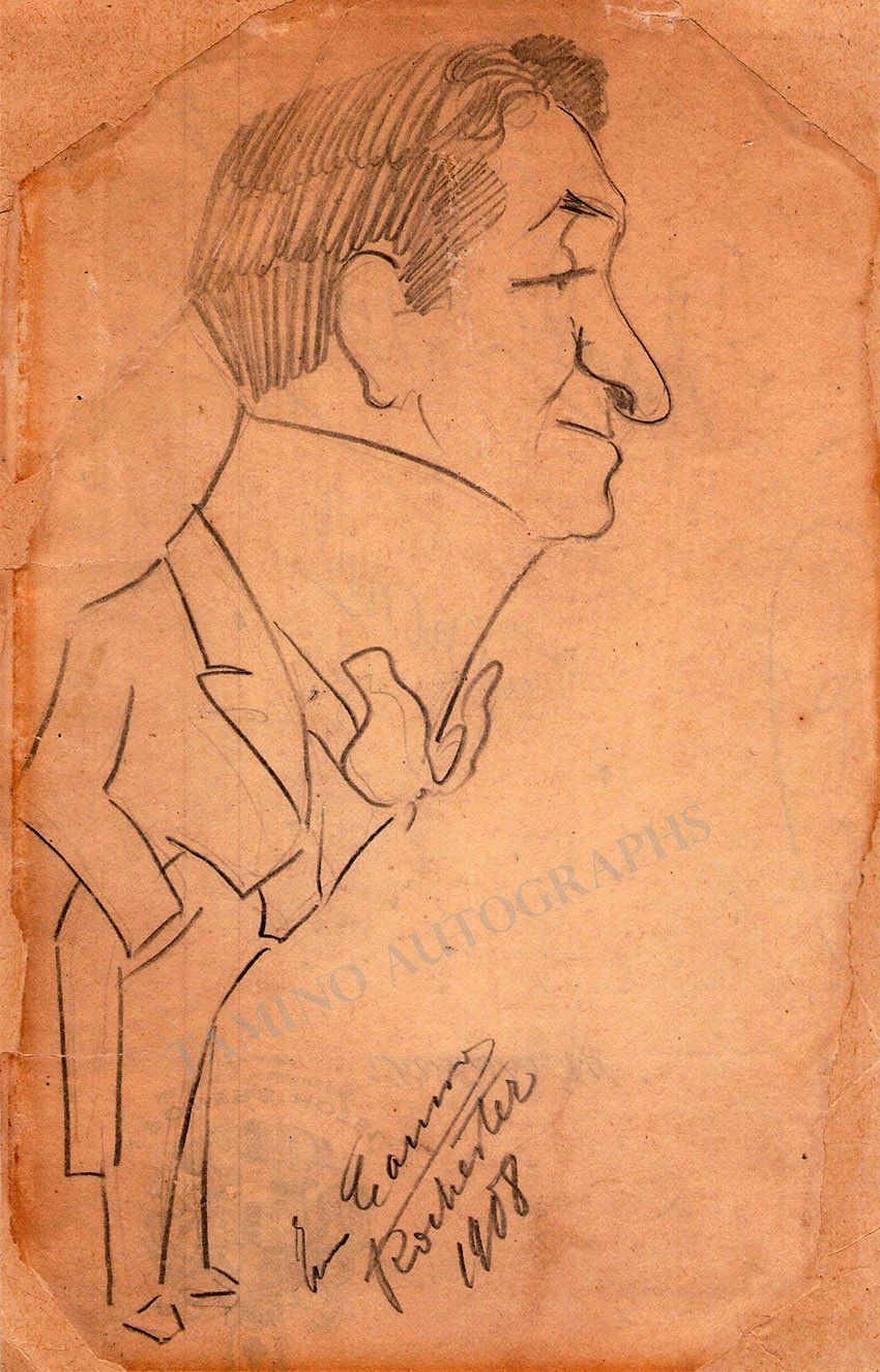Caruso, Enrico - Signed Autograph Caricature of Antonio Scotti
