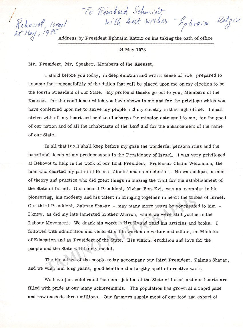 Israeli Politicians - Autograph Lot - Tamino