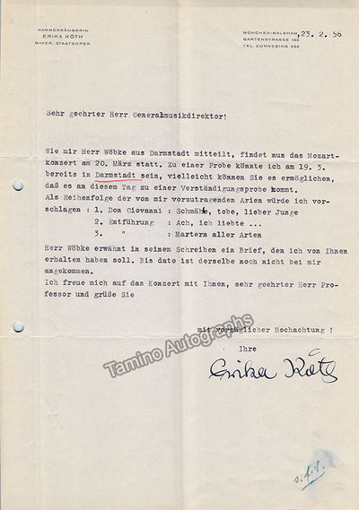 Koth, Erika - Set of 2 Typed Letters Signed