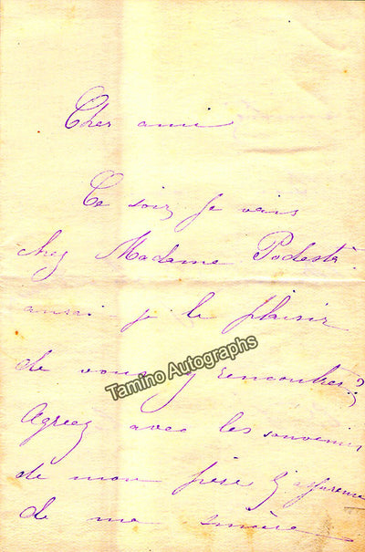Borghi Mamo, Erminia - Autograph Note Signed