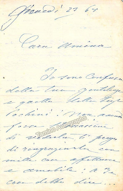 Frezzolini, Erminia - Autograph Letter Signed 1868